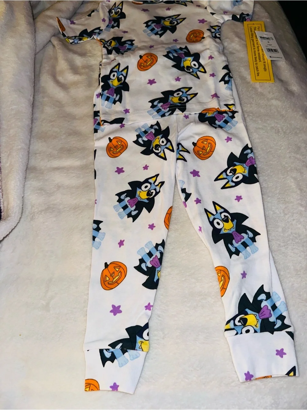 Halloween Bat & Pumpkin Kids Pajama Set - White